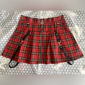 KILLSTAR DEAD BEATZ MINI SKIRT RED PLAID